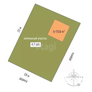 Дом 60м², 2-этажный, участок 5 сот.