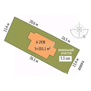 Дом 201м², 2-этажный, участок 5 сот.