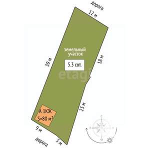 Дом 80м², 1-этажный, участок 5 сот.