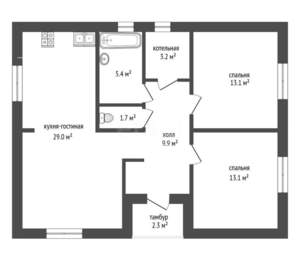 Дом 77м², 1-этажный, участок 6 сот.