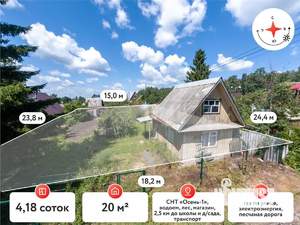 Дом 20м², 1-этажный, участок 4 сот.