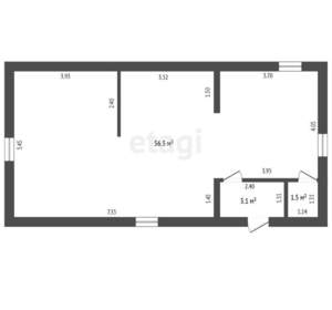 Дом 63м², 1-этажный, участок 6 сот.