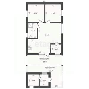 Дом 80м², 1-этажный, участок 8 сот.