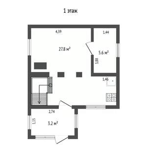 Дом 55м², 2-этажный, участок 8 сот.