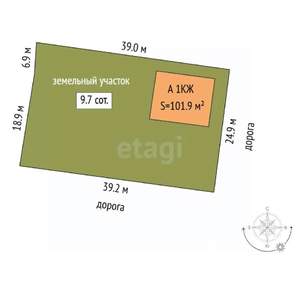 Дом 102м², 1-этажный, участок 10 сот.