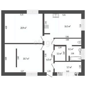 Дом 88м², 1-этажный, участок 6 сот.