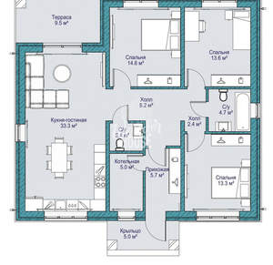 Дом 95м², 1-этажный, участок 5 сот.