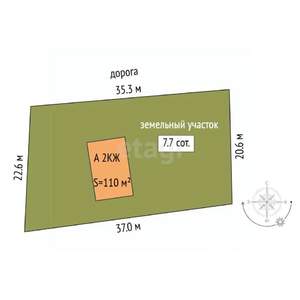 Дом 110м², 2-этажный, участок 8 сот.