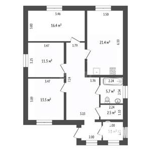 Дом 95м², 1-этажный, участок 5 сот.