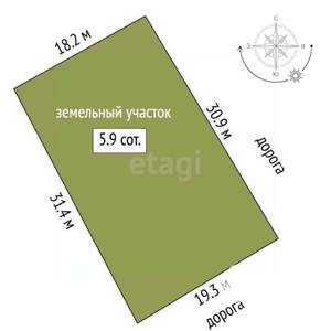 Дом 30м², 1-этажный, участок 6 сот.