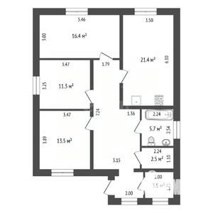 Дом 95м², 1-этажный, участок 5 сот.