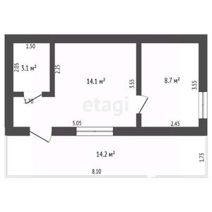Дом 42м², 1-этажный, участок 5 сот.