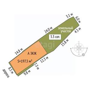 Дом 197м², 3-этажный, участок 3 сот.