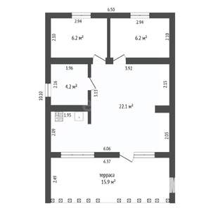 Дом 58м², 1-этажный, участок 9 сот.