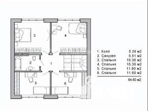 Коттедж 131м², 2-этажный, участок 8 сот.