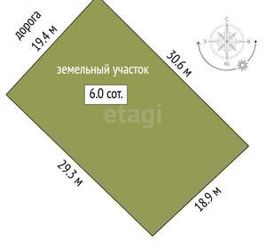 Дом 63м², 1-этажный, участок 6 сот.