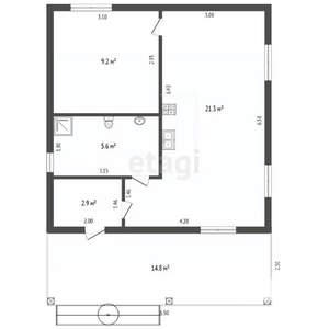 Дом 59м², 1-этажный, участок 5 сот.
