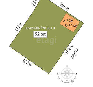 Дача 30м², 2-этажный, участок 5 сот.