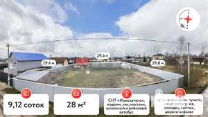 Дом 28м², 1-этажный, участок 9 сот.