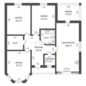 Дом 122м², 1-этажный, участок 9 сот.