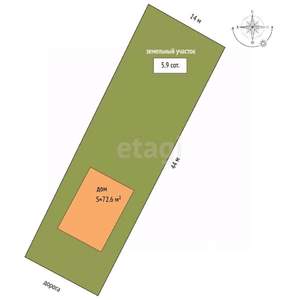 Дом 73м², 1-этажный, участок 6 сот.