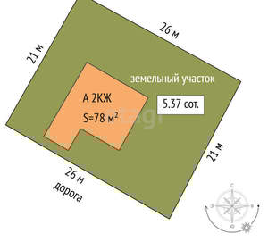 Дом 78м², 2-этажный, участок 4 сот.