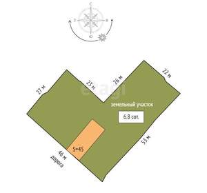 Дом 45м², 1-этажный, участок 7 сот.