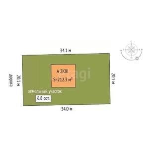 Дом 212м², 2-этажный, участок 7 сот.