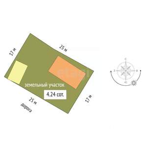 Дом 60м², 1-этажный, участок 4 сот.