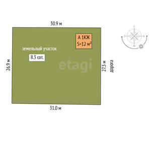 Дача 12м², 2-этажный, участок 8 сот.