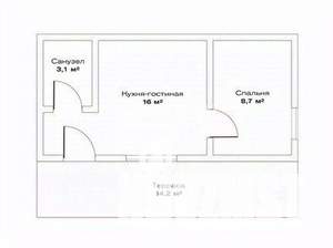 Дом 42м², 1-этажный, участок 4 сот.