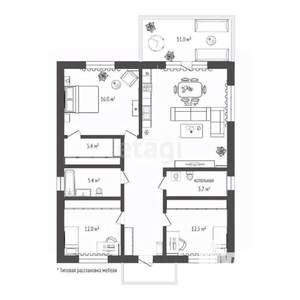 Дом 100м², 1-этажный, участок 5 сот.