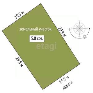 Дом 55м², 1-этажный, участок 6 сот.