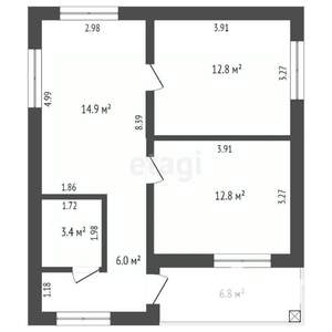 Дом 60м², 1-этажный, участок 6 сот.