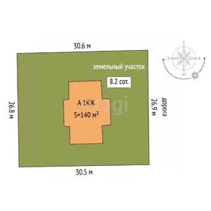 Дом 140м², 1-этажный, участок 8 сот.