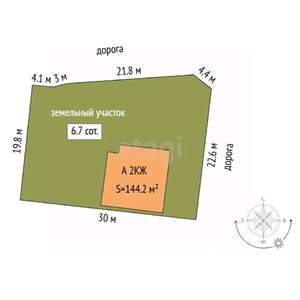 Дом 144м², 2-этажный, участок 7 сот.