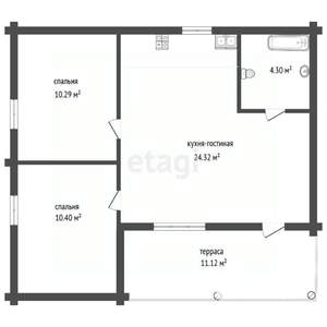 Дом 53м², 1-этажный, участок 7 сот.