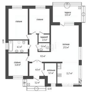 Дом 125м², 1-этажный, участок 6 сот.