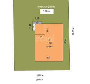 Дом 83м², 1-этажный, участок 6 сот.