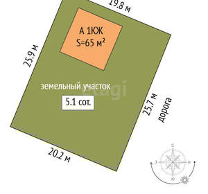 Дом 65м², 1-этажный, участок 6 сот.