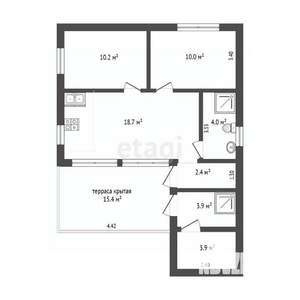 Дом 56м², 1-этажный, участок 6 сот.