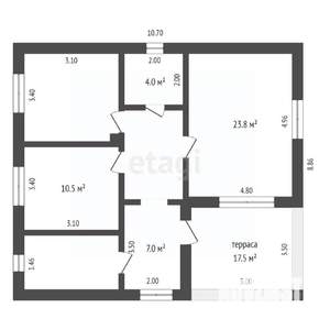 Дом 95м², 1-этажный, участок 5 сот.