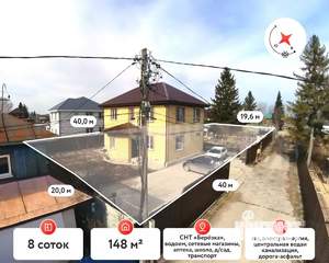 Дом 148м², 2-этажный, участок 8 сот.