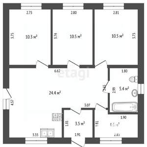 Дом 70м², 1-этажный, участок 8 сот.