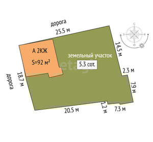 Дом 92м², 2-этажный, участок 5 сот.