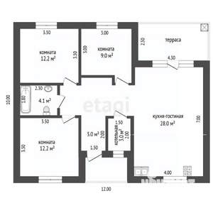 Дом 100м², 1-этажный, участок 5 сот.