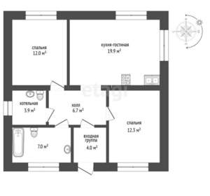 Дом 66м², 1-этажный, участок 6 сот.