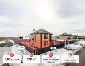 Дом 128м², 2-этажный, участок 6 сот.
