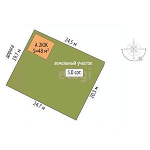 Дача 48м², 2-этажный, участок 5 сот.