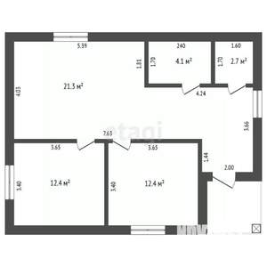 Дом 67м², 1-этажный, участок 6 сот.  